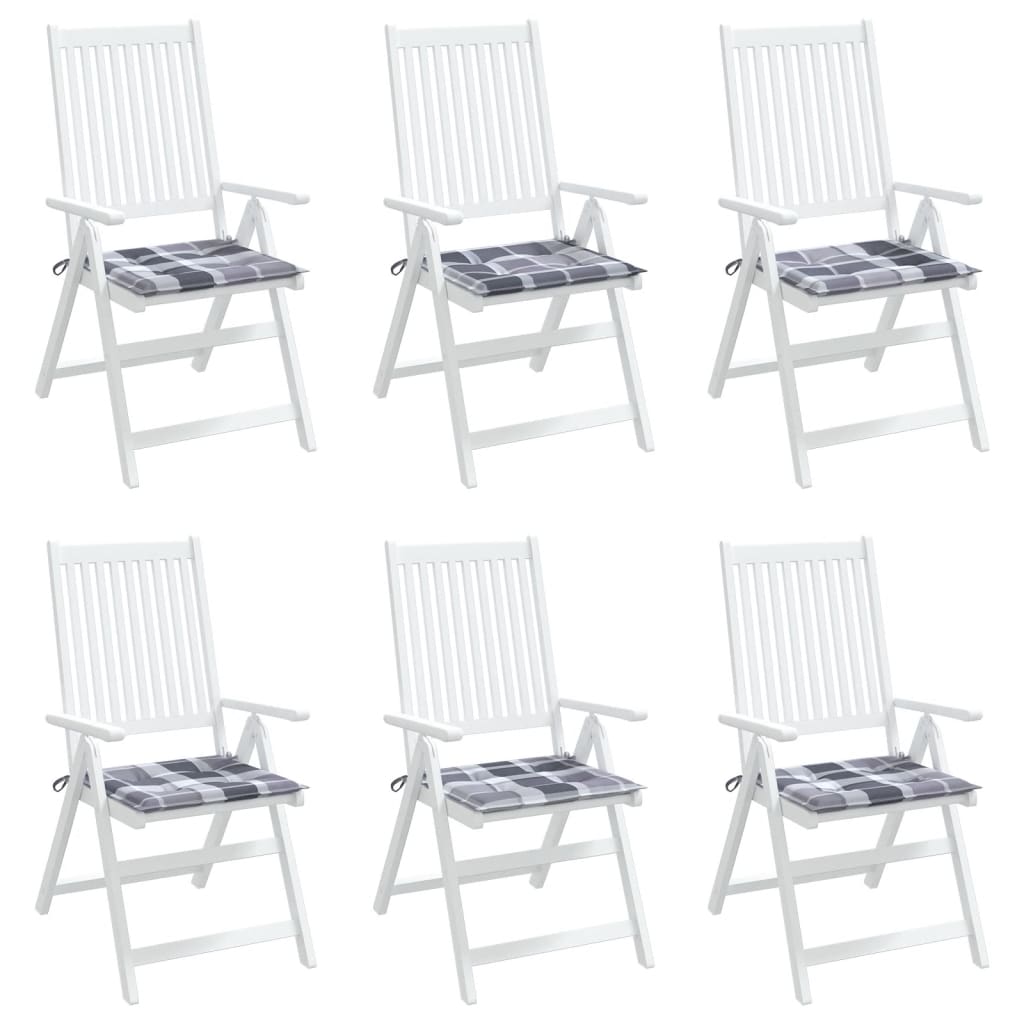Cuscini per Sedia 6 pz a Quadri Grigi 40x40x4cm Tessuto Oxford | homemem39
