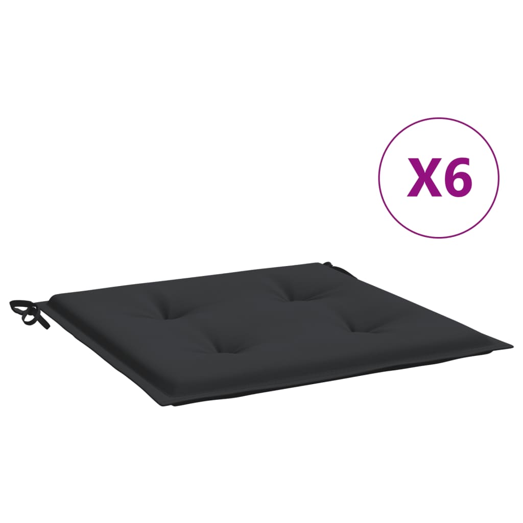 Cuscini per Sedia 6 pz Neri 50x50x4 cm in Tessuto Oxford