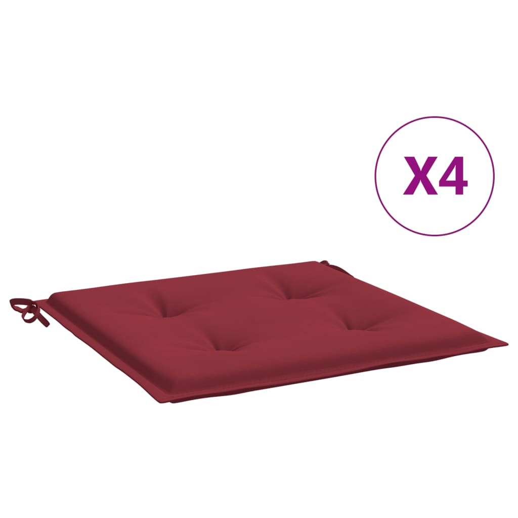 Cuscini per Sedia 4 pz Rosso Vino 50x50x4 cm in Tessuto Oxford | homemem39