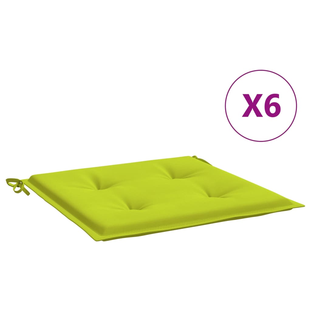 Cuscini per Sedia 6 pz Verde Brillante 50x50x4cm Tessuto Oxford