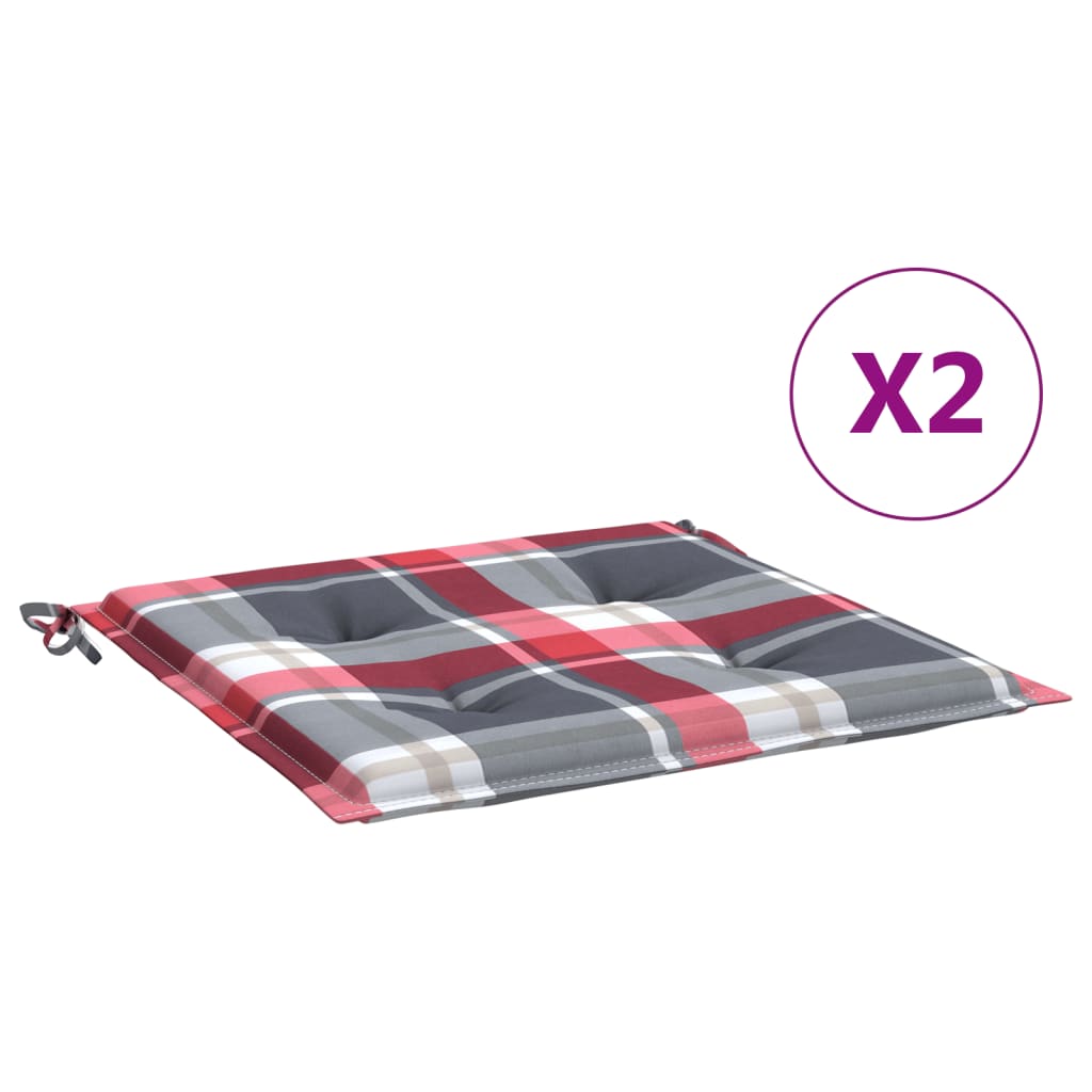 Cuscini per Sedia 2 pz a Quadri Rossi 50x50x4 cm Tessuto Oxford | homemem39