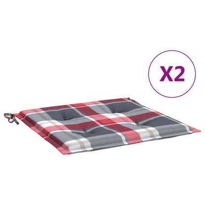 Cuscini per Sedia 2 pz a Quadri Rossi 50x50x4 cm Tessuto Oxford | homemem39