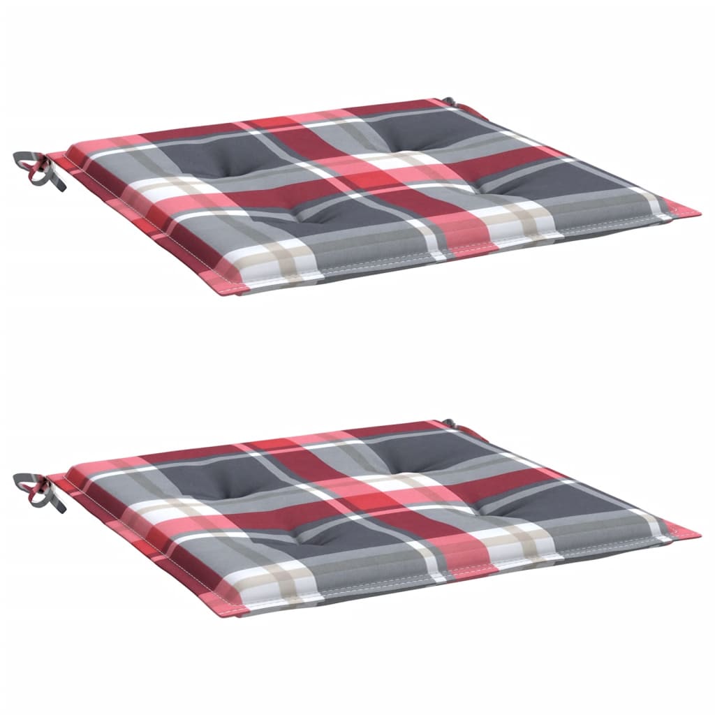 Cuscini per Sedia 2 pz a Quadri Rossi 50x50x4 cm Tessuto Oxford