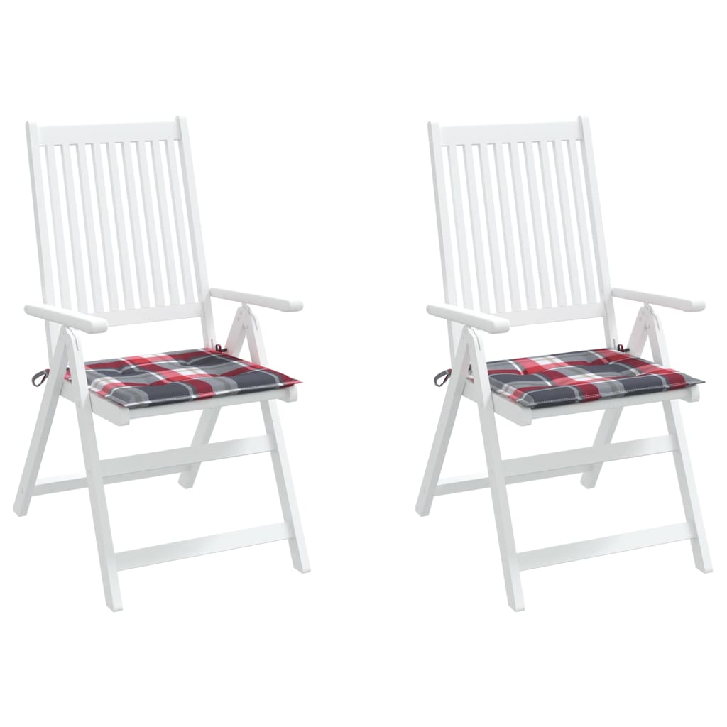 Cuscini per Sedia 2 pz a Quadri Rossi 50x50x4 cm Tessuto Oxford | homemem39