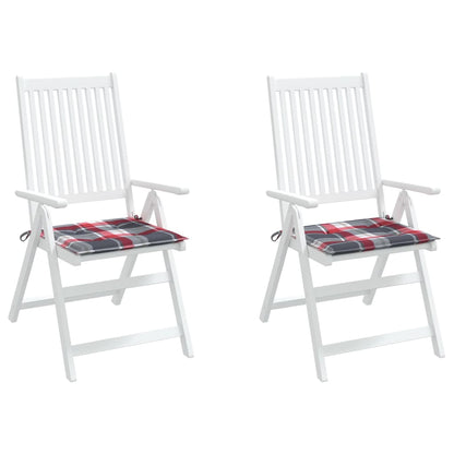Cuscini per Sedia 2 pz a Quadri Rossi 50x50x4 cm Tessuto Oxford | homemem39