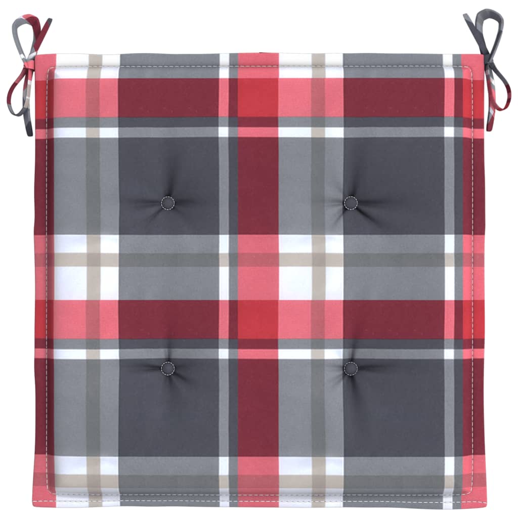 Cuscini per Sedia 2 pz a Quadri Rossi 50x50x4 cm Tessuto Oxford | homemem39