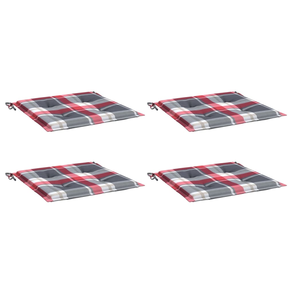 Cuscini per Sedia 4 pz a Quadri Rossi 50x50x4 cm Tessuto Oxford