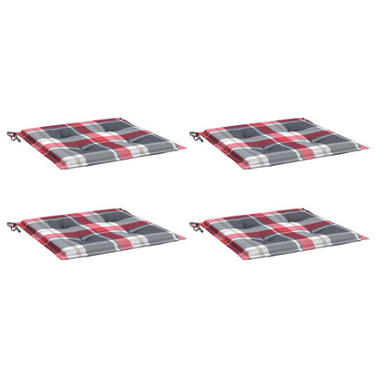 Cuscini per Sedia 4 pz a Quadri Rossi 50x50x4 cm Tessuto Oxford