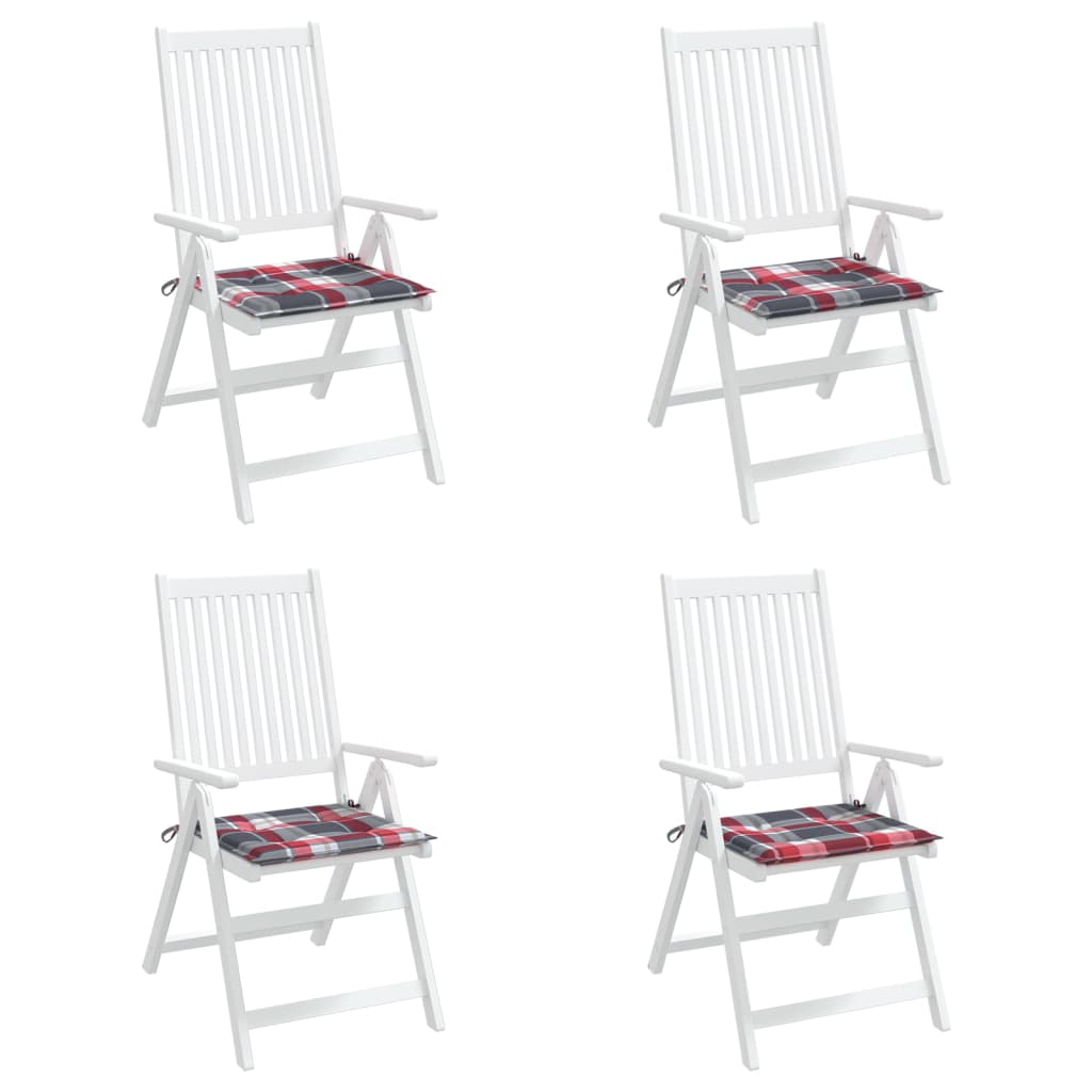 Cuscini per Sedia 4 pz a Quadri Rossi 50x50x4 cm Tessuto Oxford