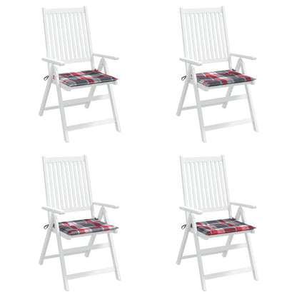 Cuscini per Sedia 4 pz a Quadri Rossi 50x50x4 cm Tessuto Oxford