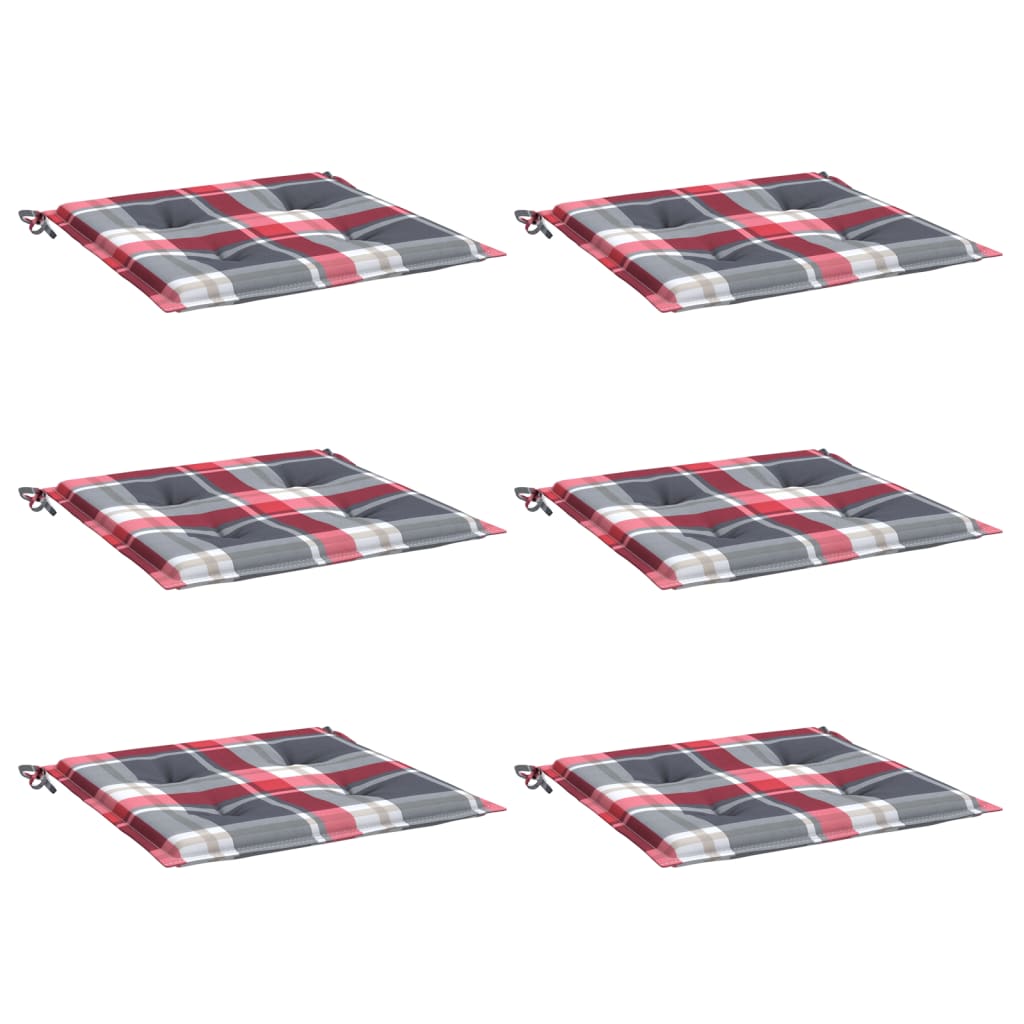 Cuscini per Sedia 6 pz a Quadri Rossi 50x50x4 cm Tessuto Oxford | homemem39
