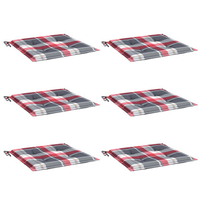 Cuscini per Sedia 6 pz a Quadri Rossi 50x50x4 cm Tessuto Oxford