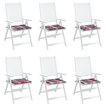 Cuscini per Sedia 6 pz a Quadri Rossi 50x50x4 cm Tessuto Oxford | homemem39