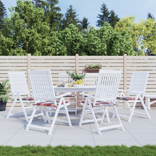 Cuscini per Sedia 6 pz a Quadri Rossi 50x50x4 cm Tessuto Oxford | homemem39