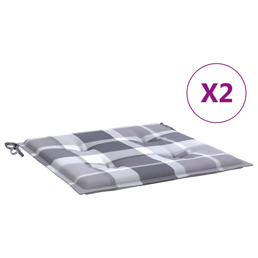 Cuscini per Sedia 2 pz a Quadri Grigi 50x50x4 cm Tessuto Oxford | homemem39