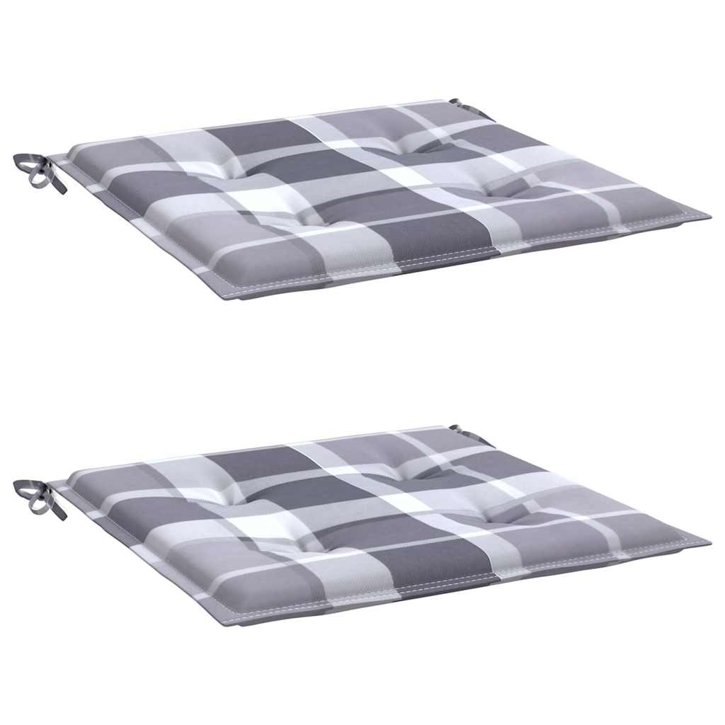 Cuscini per Sedia 2 pz a Quadri Grigi 50x50x3 cm Tessuto Oxford