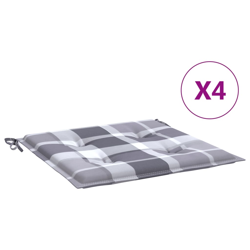 Cuscini per Sedia 4 pz a Quadri Grigi 50x50x4 cm Tessuto Oxford