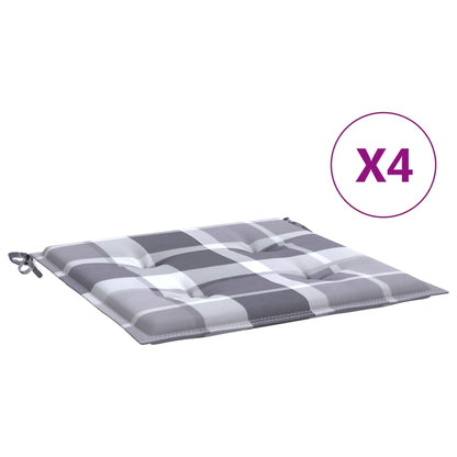 Cuscini per Sedia 4 pz a Quadri Grigi 50x50x4 cm Tessuto Oxford