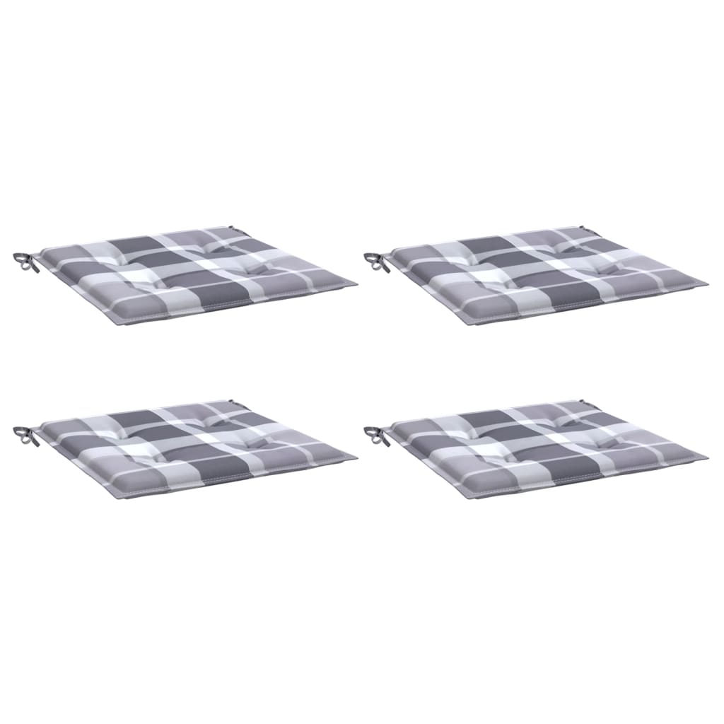 Cuscini per Sedia 4 pz a Quadri Grigi 50x50x4 cm Tessuto Oxford