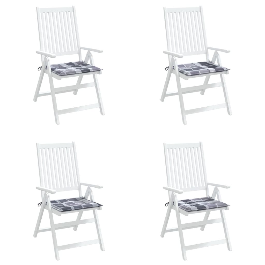 Cuscini per Sedia 4 pz a Quadri Grigi 50x50x4 cm Tessuto Oxford