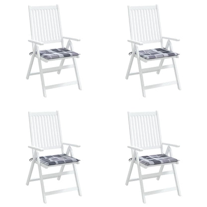 Cuscini per Sedia 4 pz a Quadri Grigi 50x50x4 cm Tessuto Oxford