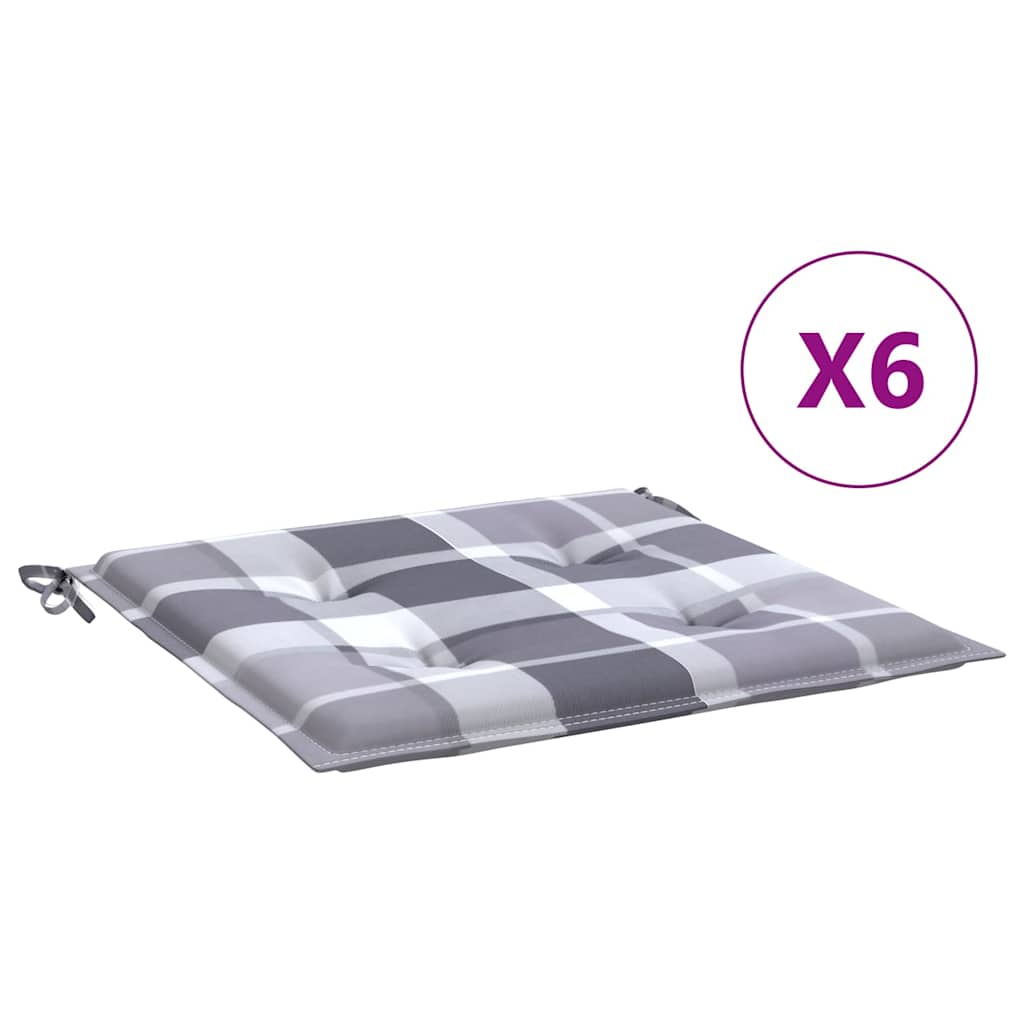 Cuscini per Sedia 6 pz a Quadri Grigi 50x50x3 cm Tessuto Oxford