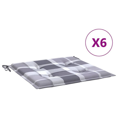 Cuscini per Sedia 6 pz a Quadri Grigi 50x50x3 cm Tessuto Oxford
