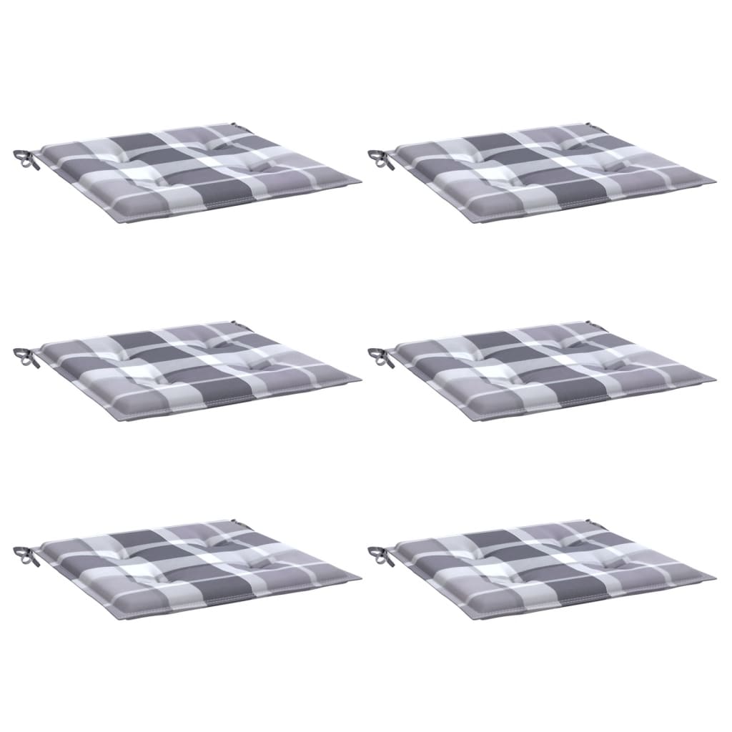 Cuscini per Sedia 6 pz a Quadri Grigi 50x50x4 cm Tessuto Oxford