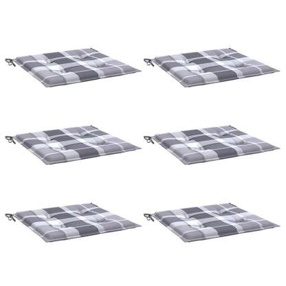 Cuscini per Sedia 6 pz a Quadri Grigi 50x50x4 cm Tessuto Oxford