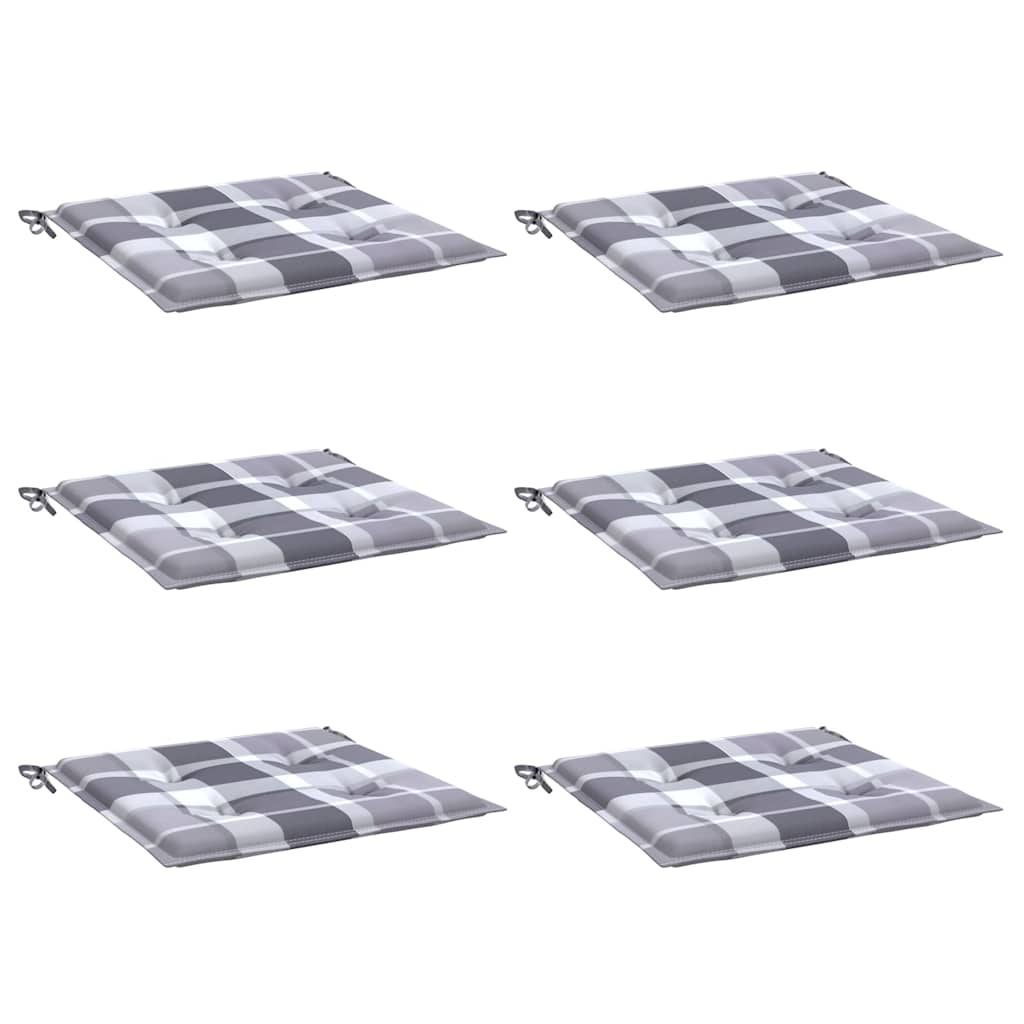 Cuscini per Sedia 6 pz a Quadri Grigi 50x50x3 cm Tessuto Oxford