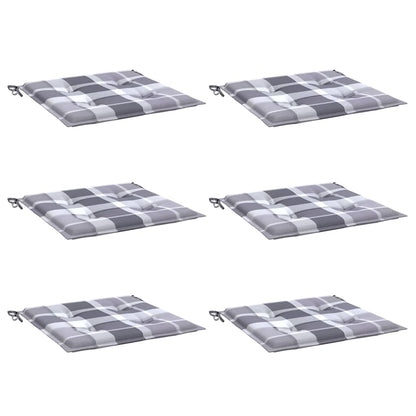 Cuscini per Sedia 6 pz a Quadri Grigi 50x50x3 cm Tessuto Oxford