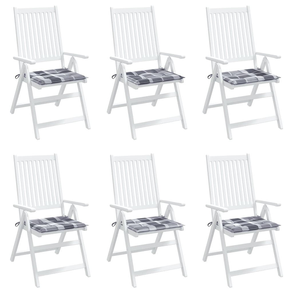 Cuscini per Sedia 6 pz a Quadri Grigi 50x50x4 cm Tessuto Oxford