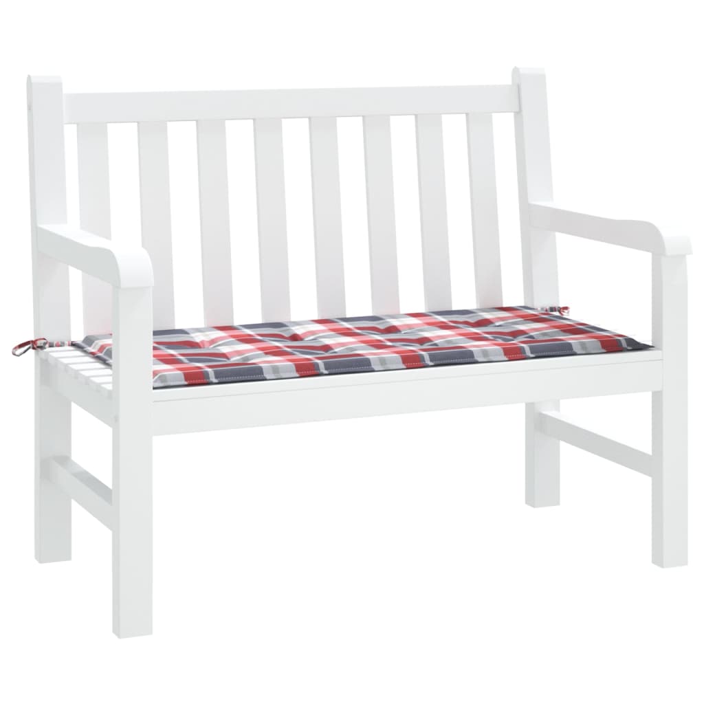 Cuscino per Panca a Quadri Rossi 100x50x3 cm Tessuto Oxford | homemem39