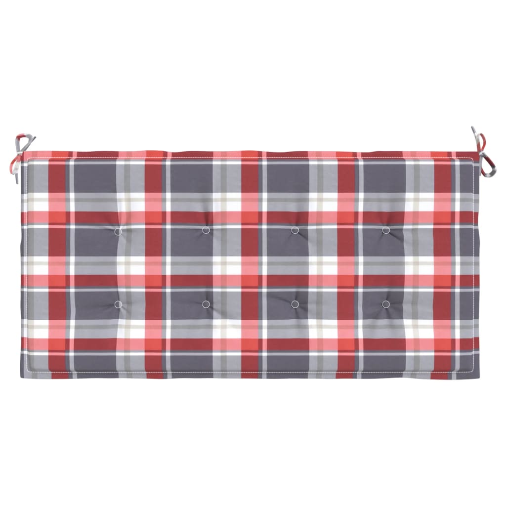 Cuscino per Panca a Quadri Rossi 100x50x3 cm Tessuto Oxford