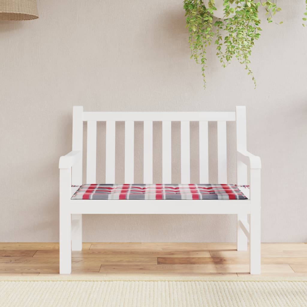 Cuscino per Panca a Quadri Rossi 100x50x3 cm Tessuto Oxford | homemem39