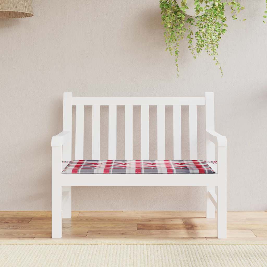 Cuscino per Panca a Quadri Rossi 100x50x3 cm Tessuto Oxford