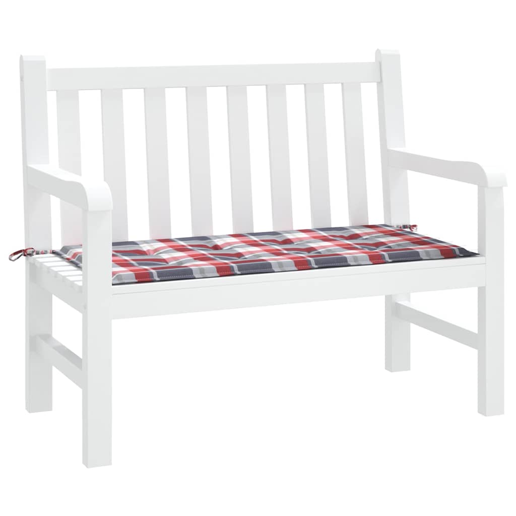 Cuscino per Panca a Quadri Rossi 120x50x3 cm Tessuto Oxford