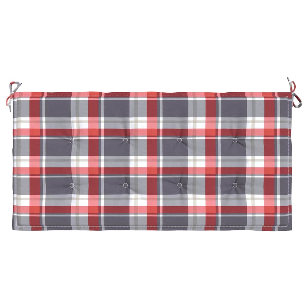 Cuscino per Panca a Quadri Rossi 120x50x3 cm Tessuto Oxford