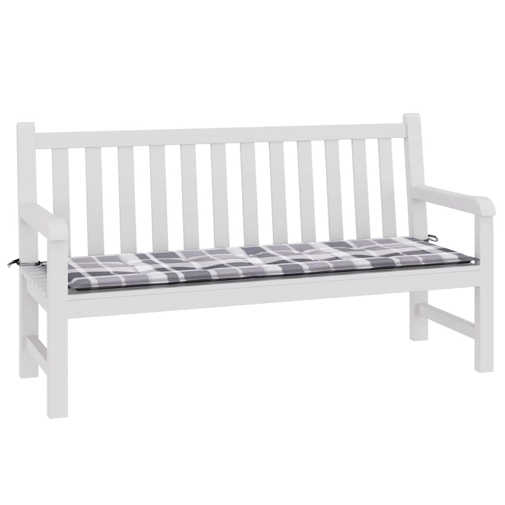 Cuscino per Panca a Quadri Grigi 150x50x4 cm Tessuto Oxford