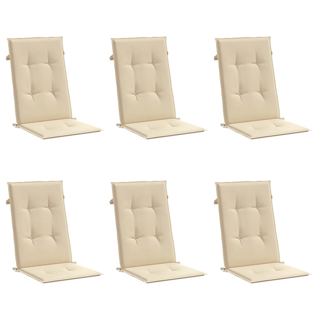 Cuscini per Sedie 6 pz Beige 120x50x3 cm in Tessuto