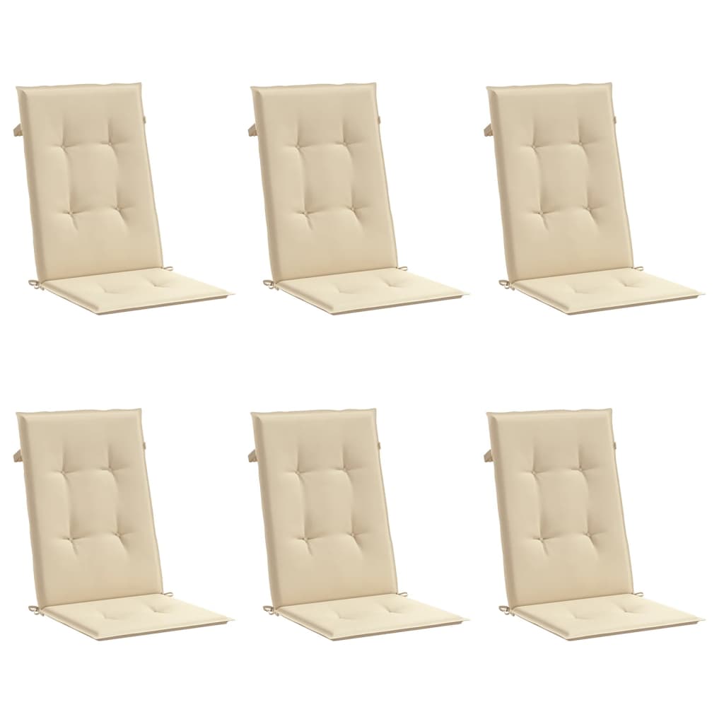 Cuscini per Sedie 6 pz Beige 120x50x3 cm in Tessuto - homemem39