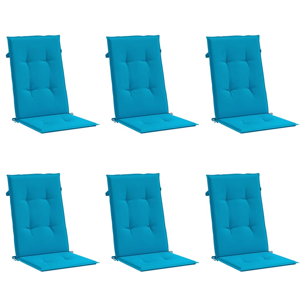 Cuscini per Sedie 6 pz Blu 120x50x3 cm in Tessuto