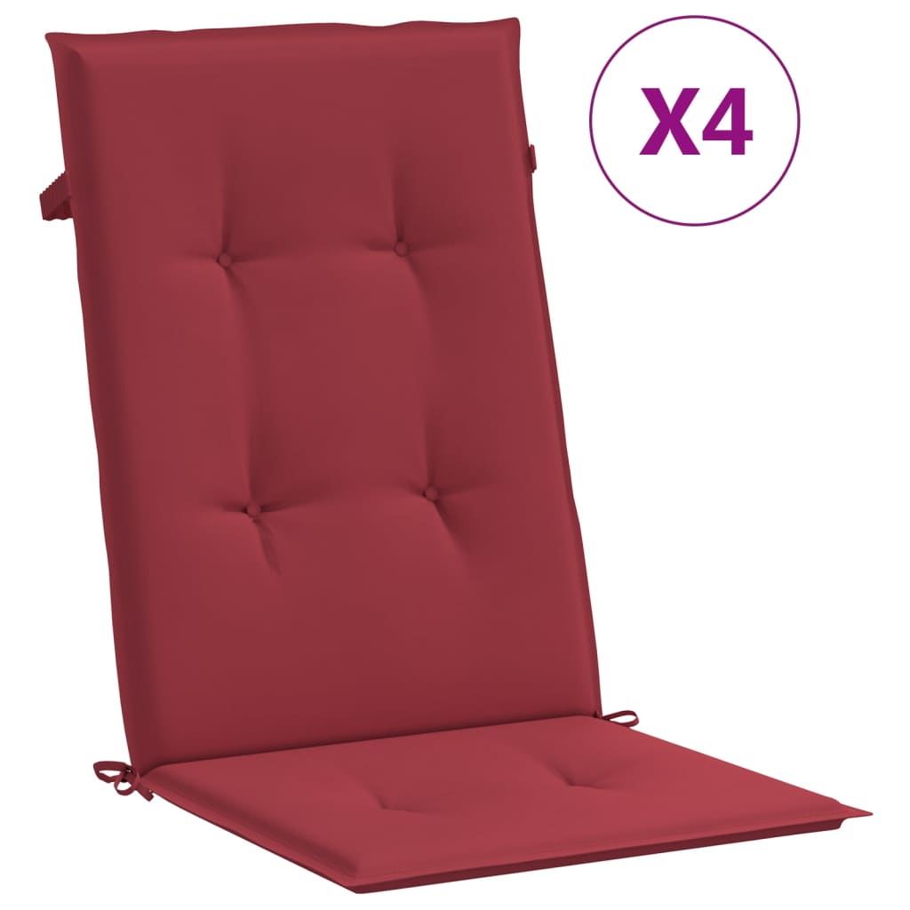 Cuscini per Sedie 4 pz Rosso Vino 120x50x3 cm in Tessuto | homemem39