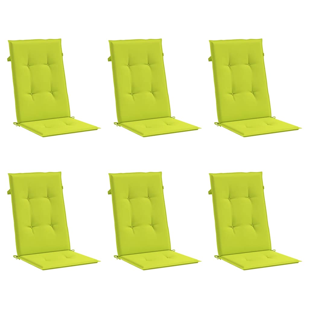 Cuscini per Sedie 6 pz Verde Brillante 120x50x3 cm in Tessuto