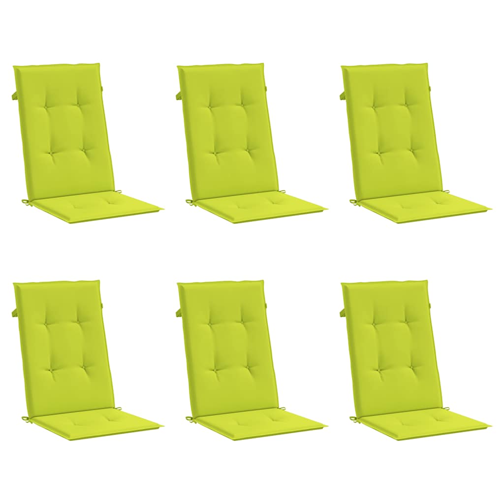 Cuscini per Sedie 6 pz Verde Brillante 120x50x3 cm in Tessuto