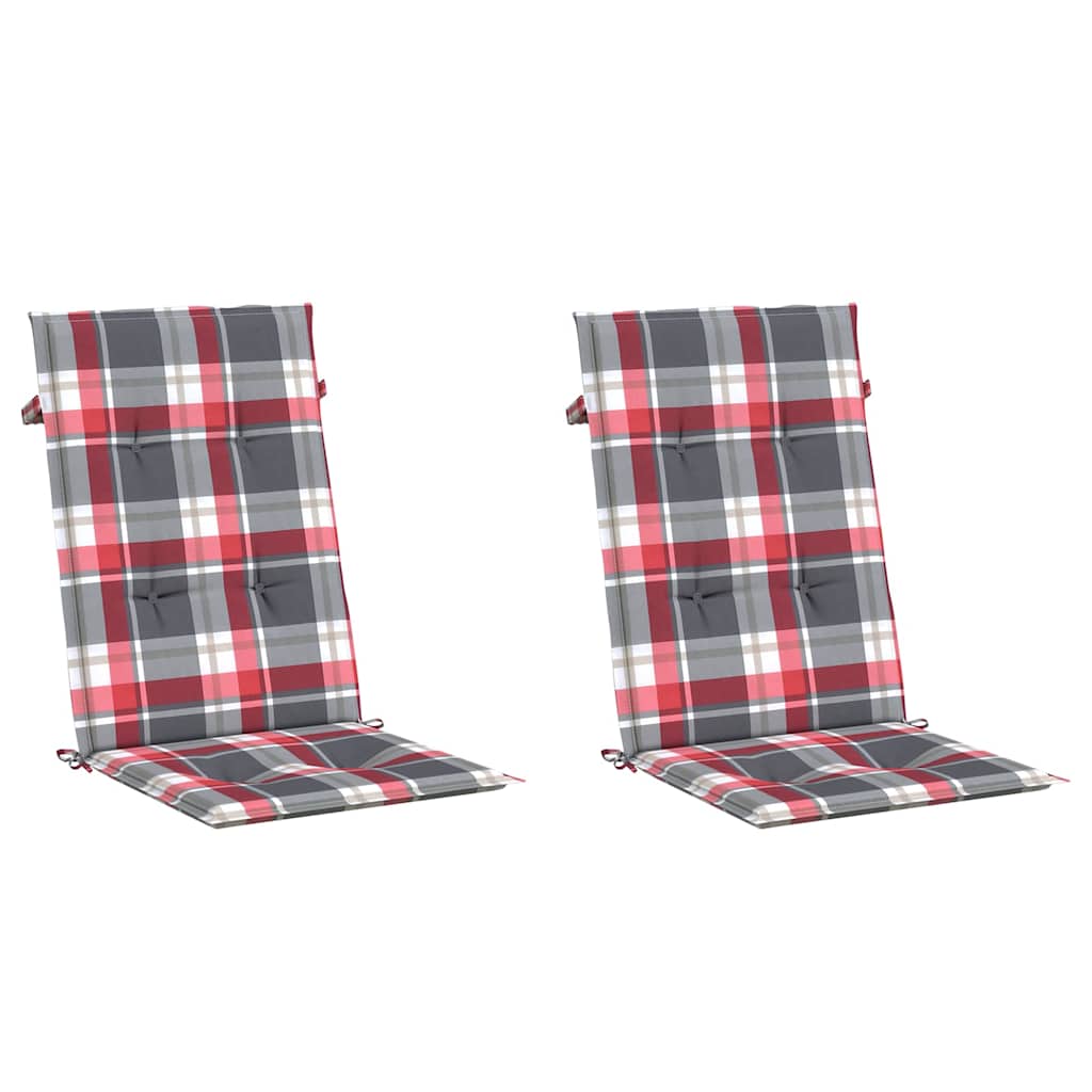 Cuscini per Sedie 2 pz Rossi a Quadri 120x50x3 cm in Tessuto