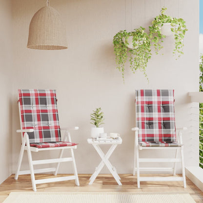 Cuscini per Sedie 2 pz Rossi a Quadri 120x50x3 cm in Tessuto | homemem39