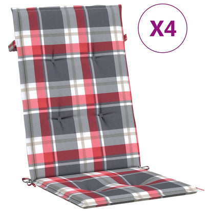 Cuscini per Sedie 4 pz Rossi a Quadri 120x50x3 cm in Tessuto | homemem39