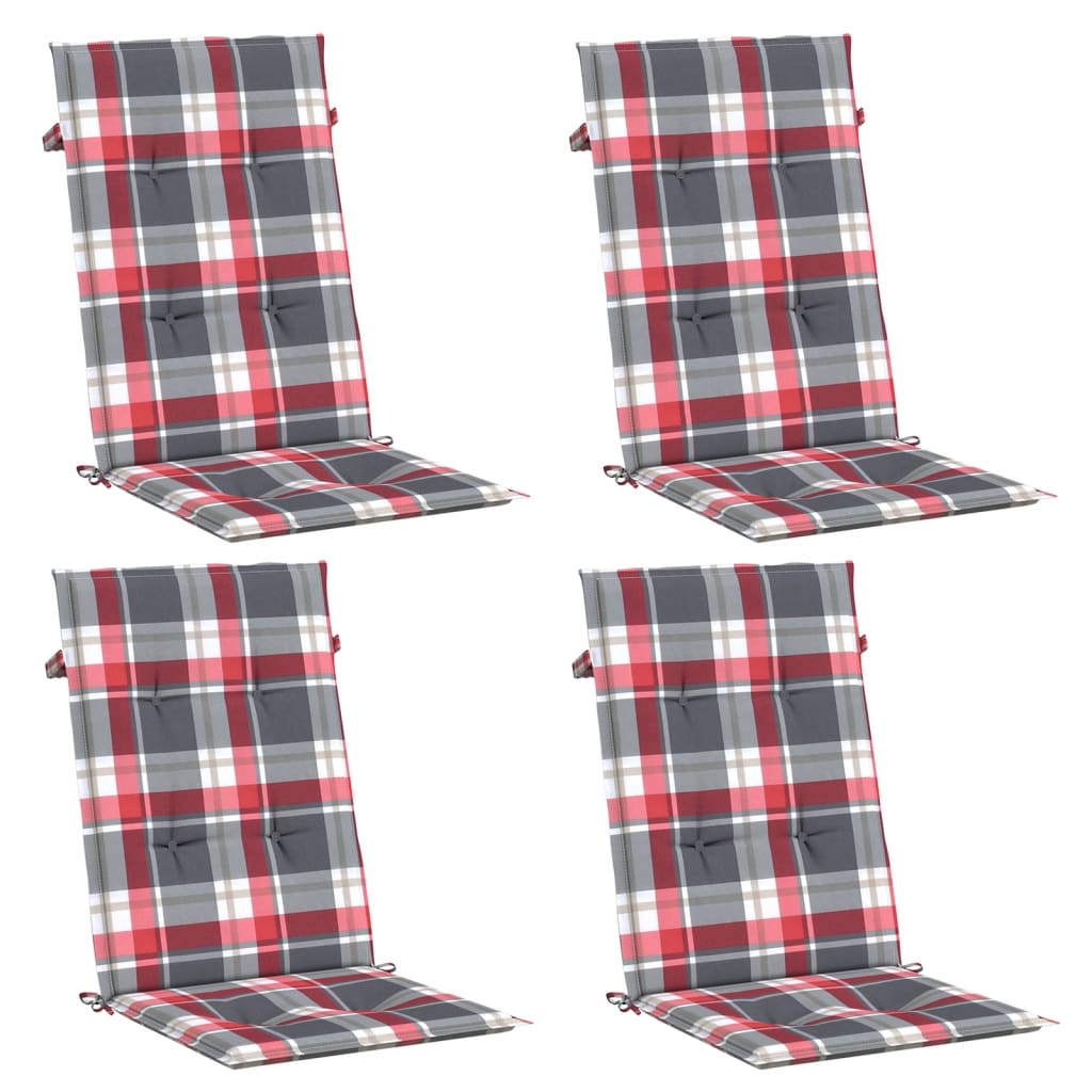 Cuscini per Sedie 4 pz Rossi a Quadri 120x50x3 cm in Tessuto | homemem39