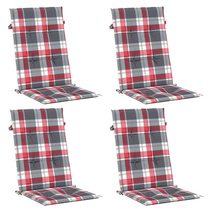 Cuscini per Sedie 4 pz Rossi a Quadri 120x50x3 cm in Tessuto | homemem39